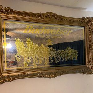 Budweiser 58” Clydesdale Vintage Rare Gold Collectable Mirror